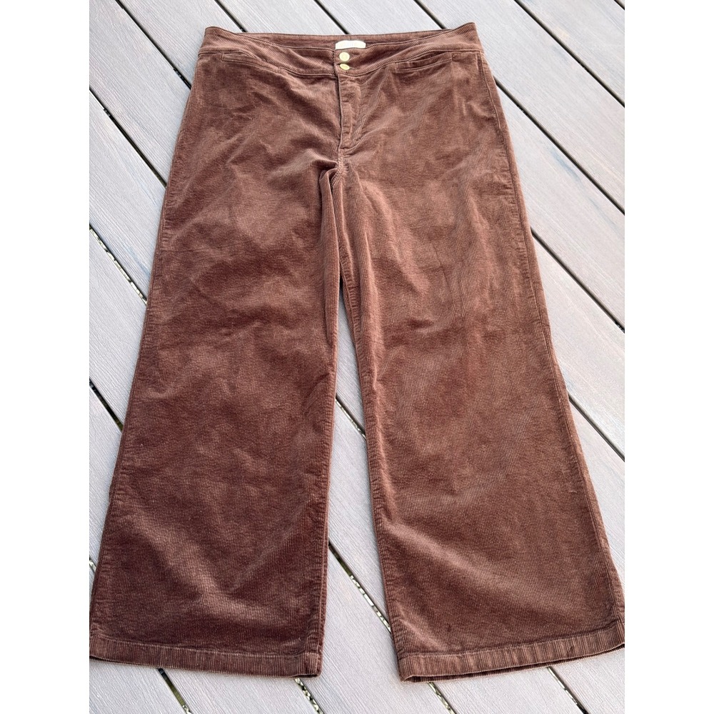 KUT from the Kloth Meg High Rise Wide Leg Corduroy Pants Brown KB65701 Size 16